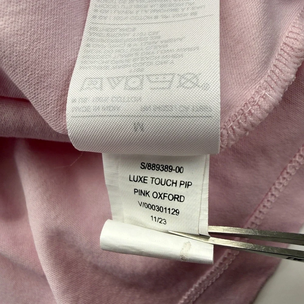 BANANA REPUBLIC Luxe Touch Pip Pink Oxford Polo Short Sleeve Shirt‎ Mens Medium